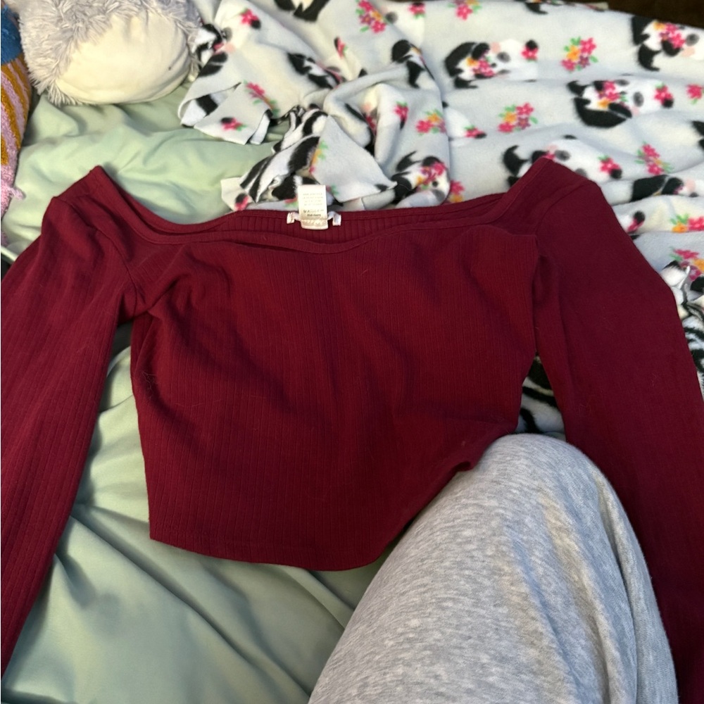 Bozzolo Burgundy Off-Shoulder Top